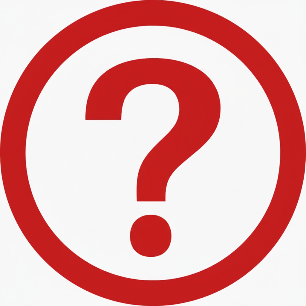 Un signo de interrogación rojo dentro de un círculo rojo sobre un fondo blanco.